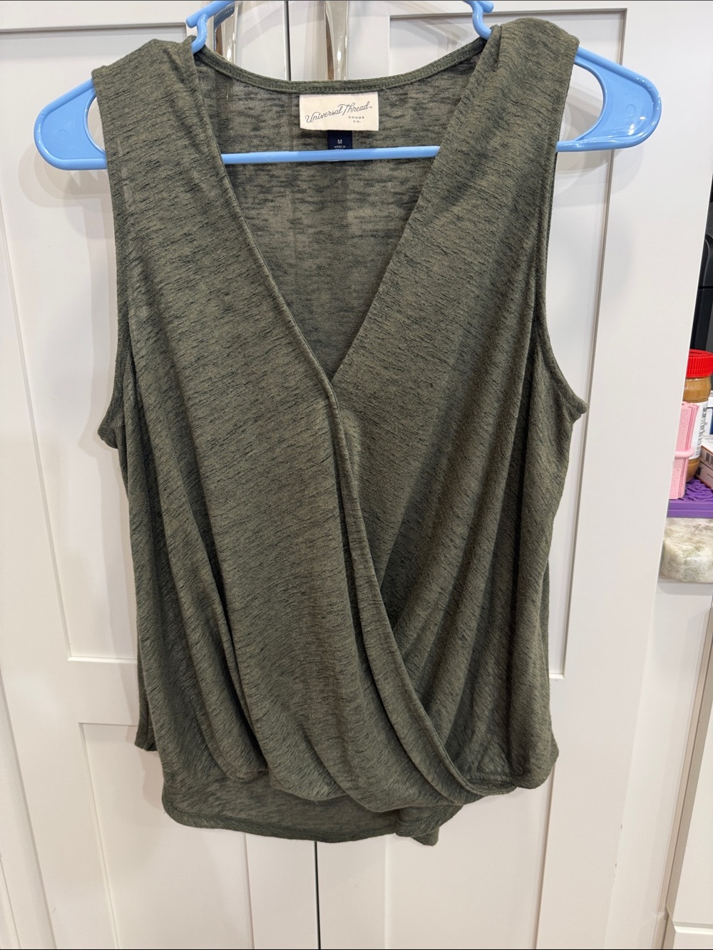 Universal Thread Olive Draped Surplice Sleeveless Camisole